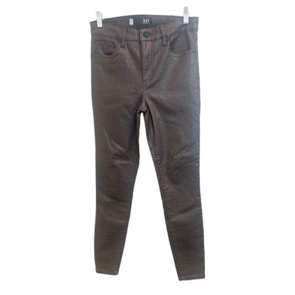 Kut from‎ the Kloth Crocodile Embossed Faux Leather Connie Pants Size 2